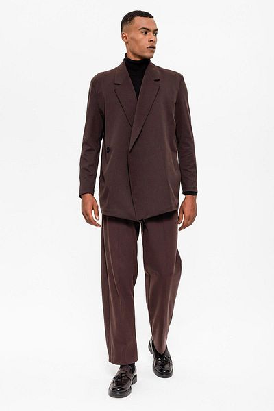 Antioch Dark Brown Double Breasted Closure Hidden Pocket Men's Blazer Jacket