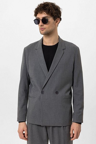 Antioch Gray Single Button Double Breasted Closure Men's Blazer Jacket