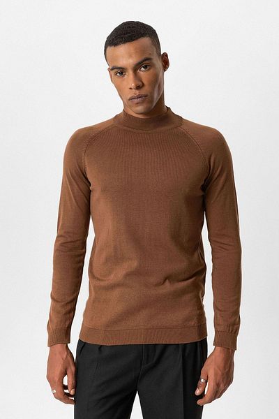 Antioch Brown Half-Necked Men's Knitwear