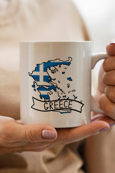 South Steel اليونان - كوب مطبوع عليه خريطة العلم اليوناني