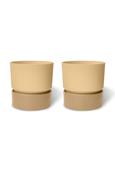 ToXA 2 Adet 4 Litre Krem Iksora Saksı Dekoratif Tabaklı Çiçek Kaktüs Saksısı ...