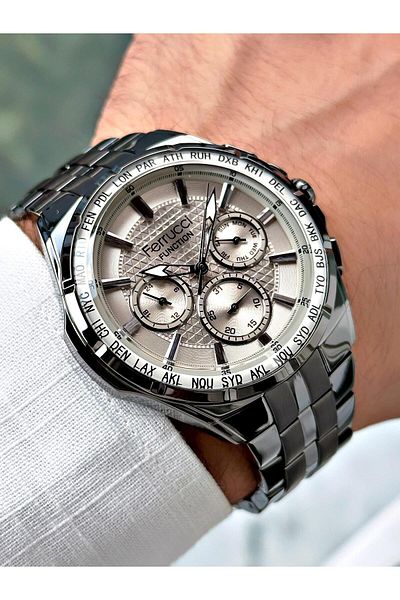 Ferrucci Smoked Color Steel Band Men's Wrist Watch 03324