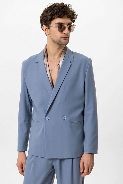 Antioch Baby Blue Single Button Double Breasted Closure Men's Blazer Jacket