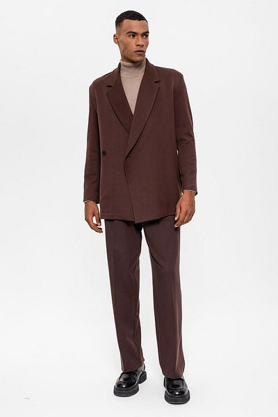 Antioch Brown Double Breasted Closure Hidden Pocket Men's Blazer Jacket