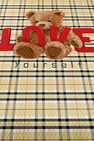 Else Halı Love Bear Teddy Motif Fată Copil Set Piqué Matlasat Simplu Cuvertură de pat