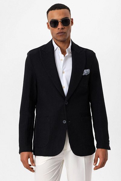 Antioch Ανδρικό Blazer - Μαύρο, Τσέπες για Τσάντα, Μπουφάν χωρίς επένδυση