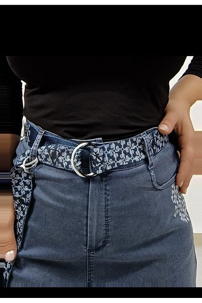 AKŞEN GİYİM Plus Size Thin Denim Fabric Full Lycra Belt 95 cm Ankle Length Long Skirt
