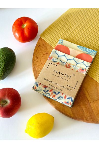 MANİVİ Beeswax Reusable Food Storage Cloth 4 Pieces Trial Set - (20X20/25X25/34X34/40X40 cm)