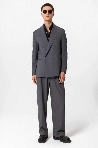 Antioch Men's Blazer - Anthracite, Single Button, Double Breasted Jacket