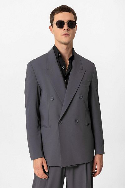 Antioch Men's Blazer - Anthracite, Single Button, Double Breasted Jacket