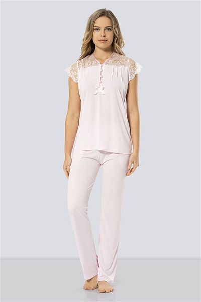 TÜREN Pink Lace Women's Pajama Set - 3197