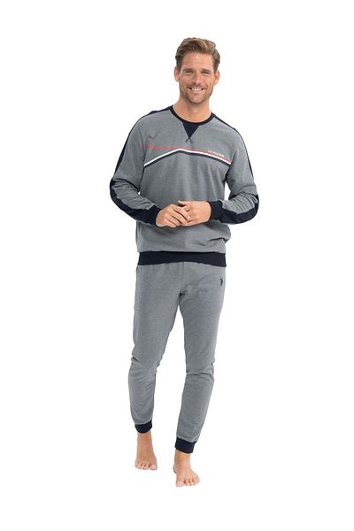 U.S. Polo Assn. Η.Π.Α. Polo Assn. 18813 Ανδρικά - Μακρυμάνικη στρογγυλή λαιμόκοψη και ελαστικά πόδια άνετα ρούχα για το σπίτι - Anthracitmelange