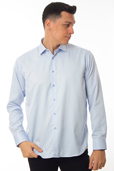 Dicotto Cămașă pentru bărbați, albastră, cu croială normală, cu micro-țesătură, cu butoni - 190-4