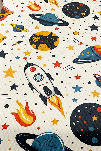 Else Halı Galaxy Stars Space Pattern Set de lenjerie de pat matlasat pentru băiat
