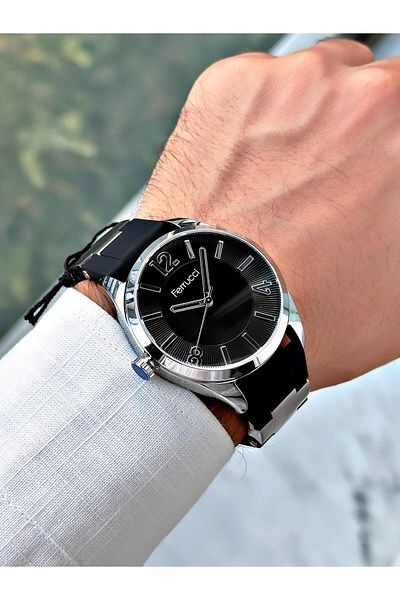 Ferrucci Black Color Silicone Cord Men Wrist Watch 03369