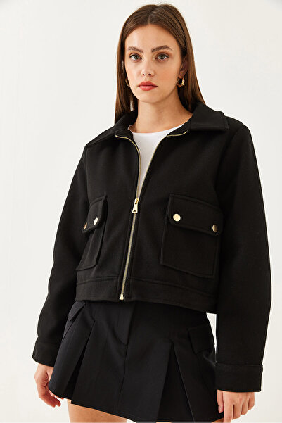 Bianco Lucci Women's Zippered Soft Stamp Jacket 60451004