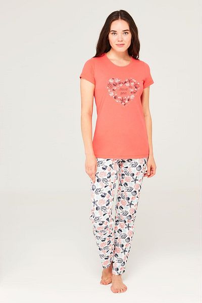 Mod Collection 3708 Model Coral Color Set Pijamale Femei - Gât Rotund