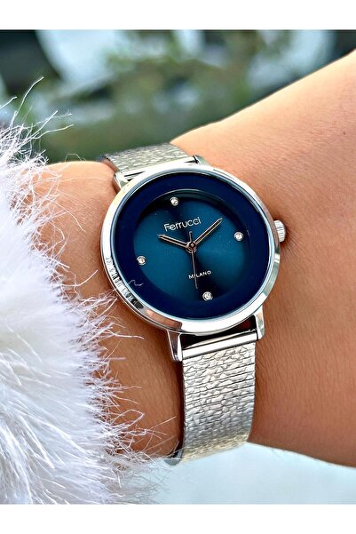 Ferrucci Silver Color Straw Cord Women Wrist Watch 03379
