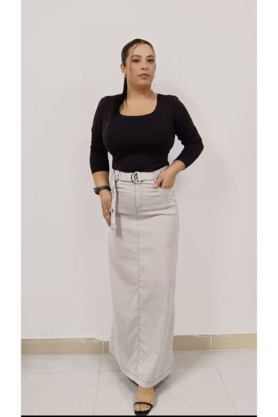 AKŞEN GİYİM Plus Size - Μακριά φούστα με ζώνη 95 cm, Full Lycra Slim τζιν