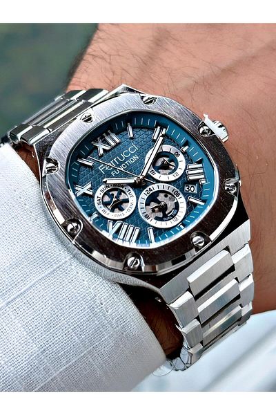 Ferrucci Silver Color Steel Band Men's Wrist Watch 03315