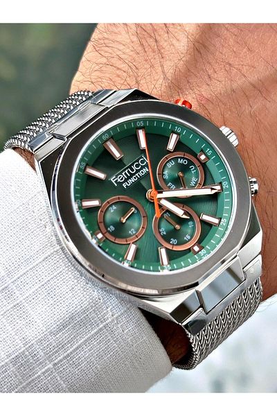 Ferrucci Silver Color Straw Cord Men's Wrist Watch 033801