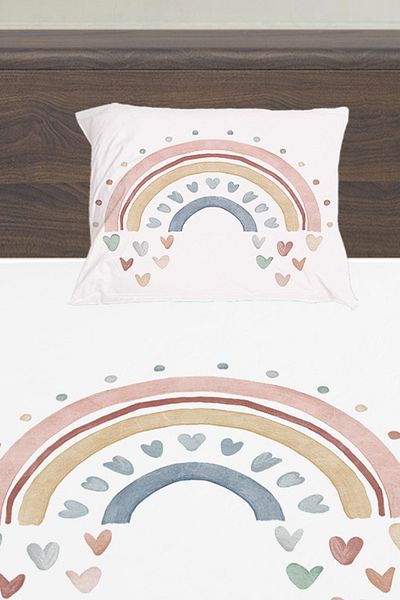 Else Halı Rainbow Boho Patterned Girl's Single Padded Bed Sheet Set 100X200 cm