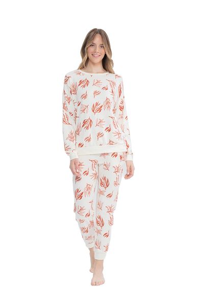 U.S. Polo Assn. US Polo Assn. 17105 Set de pijamale pentru femei, din țesătură moale, cu gât rotund, cu mânecă lungă, cu picior elastic - gresie