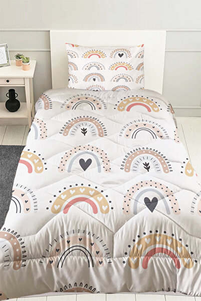 Else Halı Renkli Boho Gökkuşakları Desenli Kız Çocuk Tek Kişilik Kapitoneli Y...