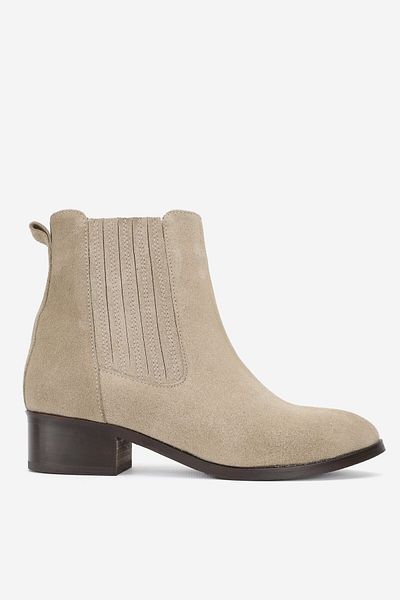 TUNAELLİ Women's Beige Nubuck Genuine Natural Leather Number 35-41 Chelsea Boots & Booties