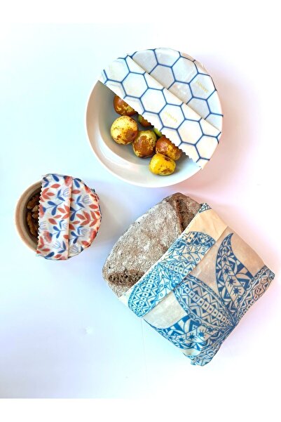 MANİVİ Beeswax Reusable Food Storage Cloth 4 Pieces Trial Set - (20X20/25X25/34X34/40X40 cm)