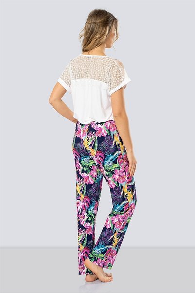 TÜREN 3302 Navy Blue Women's Patterned Pajama Set