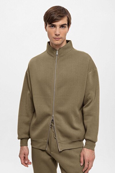 S13 Store Dik Yaka Çift Fermuar Kapama Erkek Sweatshirt