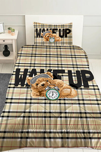 Else Halı Uyuyan Ayı Teddy Desenli Erkek Çocuk Tek Kişilik Kapitoneli Yorgan ...