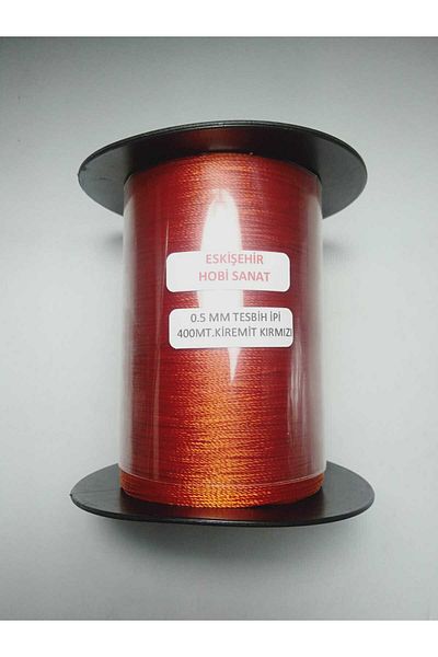 Eskişehir hobi sanat 400 Meters Red Rosary String - 0.5 mm Brick Color
