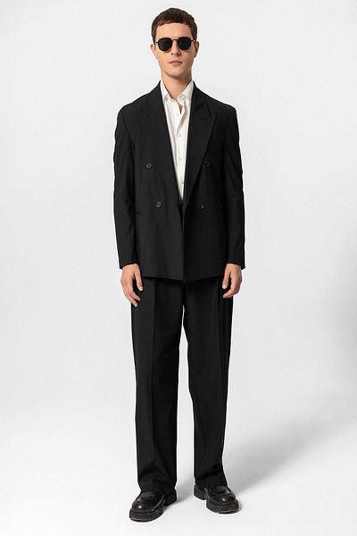 Antioch Men's Double Breasted Blazer - Black Single Button Jacket