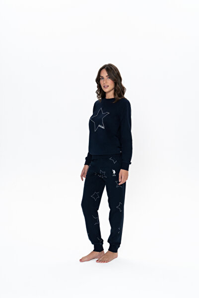 U.S. Polo Assn. Kadın Yıldız Desenli %100 Pamuk Pijama Takımı