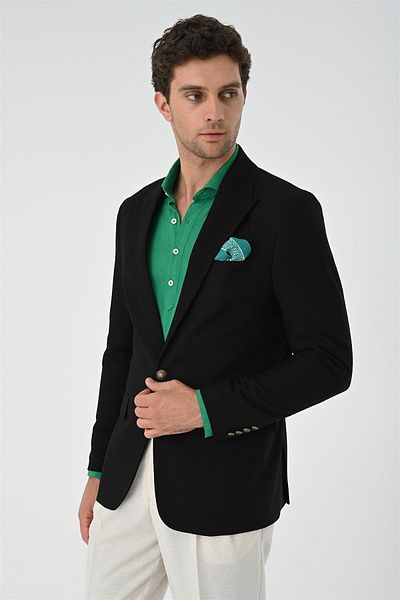 Antioch Black Metal Single Button Men's Blazer Jacket
