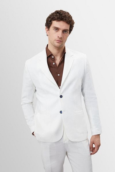 Antioch White 100% Linen Men's Blazer Jacket
