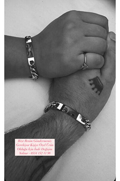 Çelik Çiftlere Özel Göz Baskılı Çelik Bileklik - En Özel Hediye