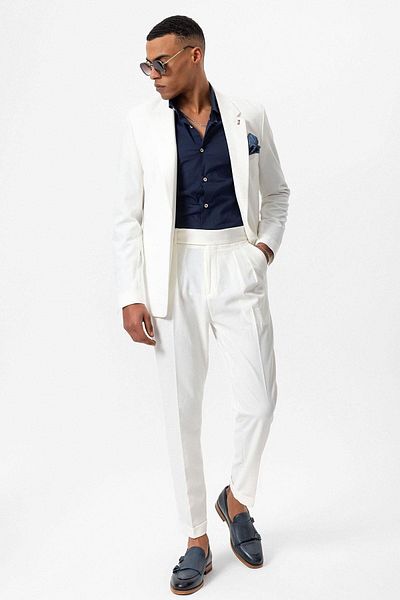 Antioch White Unlined Single Button Men's Blazer Jacket