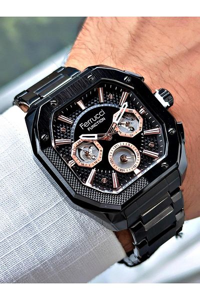 Ferrucci Black Color Steel Band Men's Wrist Watch 03281