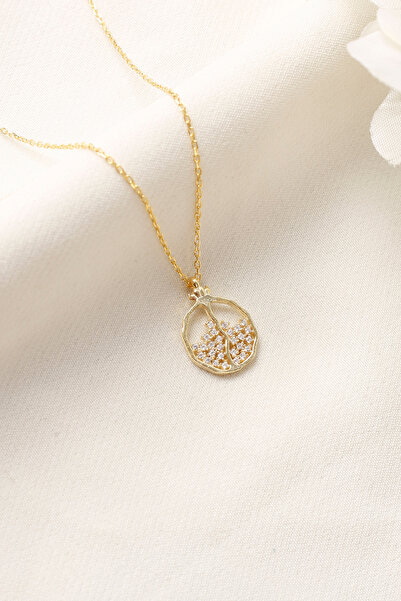 SARIASLAN Nar Kadın Gümüş Kolye 925 Ayar Gümüş Altın Renk