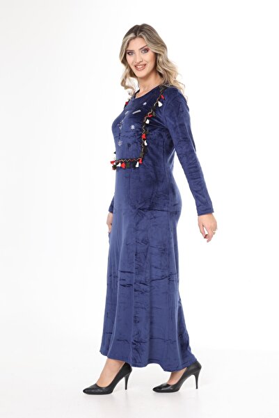 mervemoda ЖІНОЧА ОКСАМИТОВА СУКНЯ З ДОВГИМ РУКАВОМ