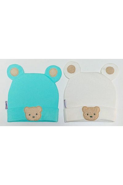 neocotton Cotton Striped Baby Beanie Teddy Bear - Knitted Combed Cotton