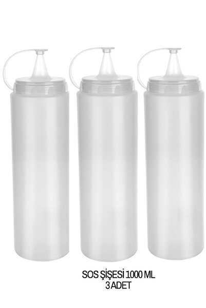 Dasupo 3 Adet 1000 ml şeffaf renkli sos şişesi ( Bpa Free )