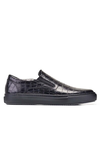 Nevzat Onay Hakiki Deri Siyah Erkek Sneaker Ayakkabı