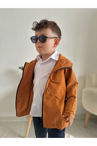Minigimin Cicileri Комплект от 3 дънки за момче My Little Ones с тренчкот и качулка - цвят канела