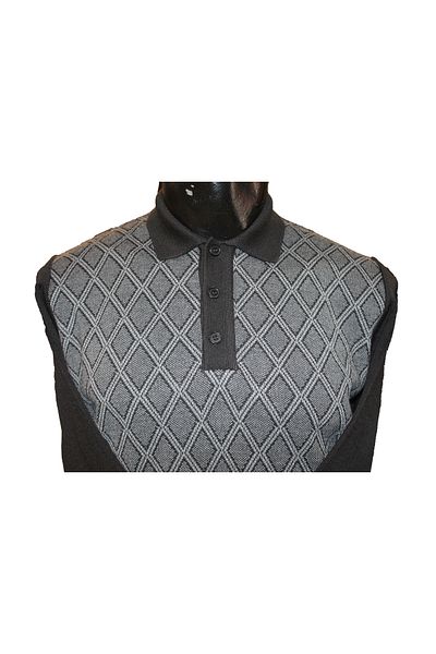 Nehir Men's Classic Steel Knitted Polo Collar Knitwear Sweater