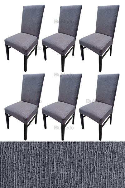 Bumedo طقم كراسي جاكار ليكرا مرن مكون من 6 قطع - غطاء مطاطي عالي الجودة (6 قطع)