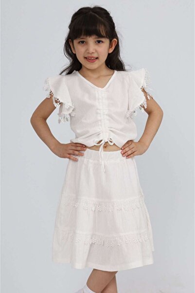 Minigimin Cicileri Міні-топ з рюшами, кроп-футболка з декольте, рукавами з рю...